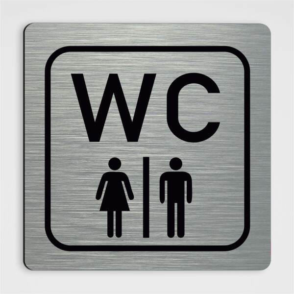 WC Hinweisschild 1,Damen Herren WC Schild silber gebürstet