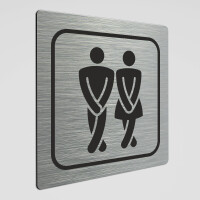 WC Hinweisschild, Damen Herren WC Schild silber Alu...