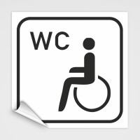 WC Hinweisschild, Behinderten-WC Schild-Aufkleber weiß