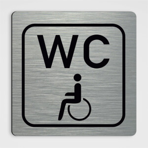 WC Hinweisschild, Behinderten-WC Schild Alu silber...