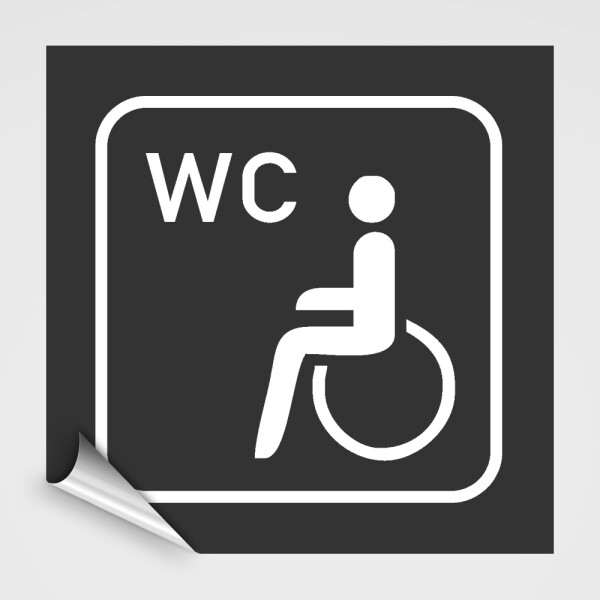 WC Hinweisschild, Behinderten-WC Schild-Aufkleber, Zweifarbig - Anthrazitgrau, Weiß