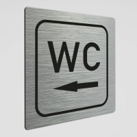 WC Hinweisschild,WC Schild mit Richtungspfeil links, Alu...