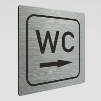 WC Hinweisschild,WC Schild mit Richtungspfeil rechts, Alu...