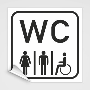 WC Hinweisschild,WC Schild-Toilettenaufkleber, wei&szlig;