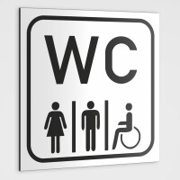 WC Hinweisschild,WC Schild-Toilettenaufkleber, weiß