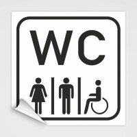 WC Hinweisschild,WC Schild-Toilettenaufkleber, weiß