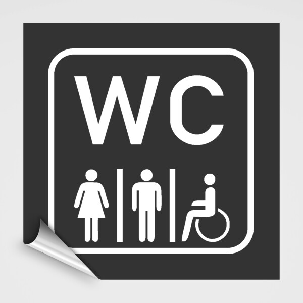 WC Hinweisschild, WC Schild-Toilettenaufkleber, Zweifarbig - Anthrazitgrau, Weiß