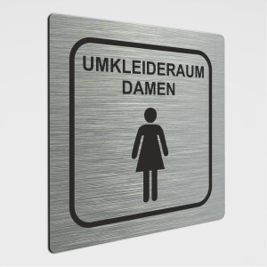 Umkleider&auml;ume Schild, Umkleideraum Damen, Alu geb&uuml;rstet