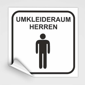 Umkleidekabinen Hinweisschild, Umkleide Herren Aufkleber, wei&szlig;