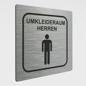 Umkleider&auml;ume Schild, Umkleideraum Herren, Alu geb&uuml;rstet