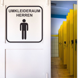 Umkleidekabinen Schild Herren, Aufkleber Symbol Umkleide, im Folienschnitt