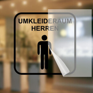 Umkleidekabinen Schild Herren, Aufkleber Symbol Umkleide, im Folienschnitt