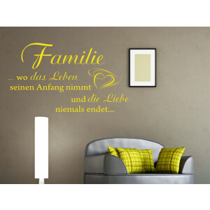 Wandtattoo "Familie, wo das Leben.."