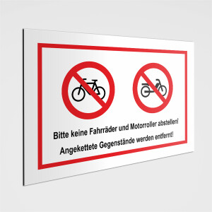 Bitte keine Fahrräder und Motorroller abstellen!...