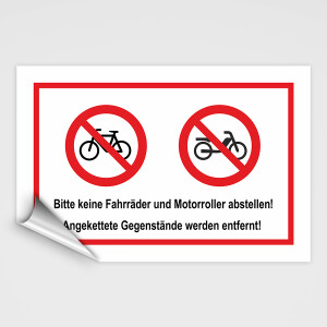 Bitte keine Fahrr&auml;der und Motorroller abstellen! Verbotenschild