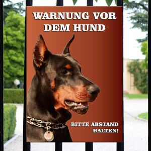 Hunde Schild Dobermann - Warnung vor dem Hund Schild