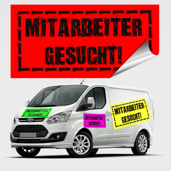 Mitarbeiter gesucht Aufkleber als Neonklebefolie