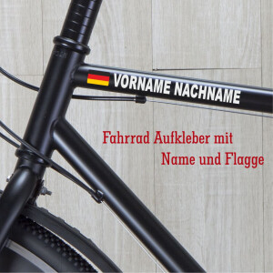 Fahrrad Aufkleber mit Name und Flagge- Namensaufkleber