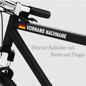 Fahrrad Aufkleber mit Name und Flagge- Namensaufkleber