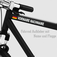 Fahrrad Aufkleber mit Name und Flagge- Namensaufkleber