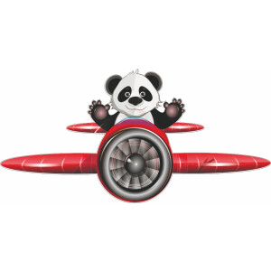 Wandtattoo Flugzeug mit wagem&uuml;tigem Panda